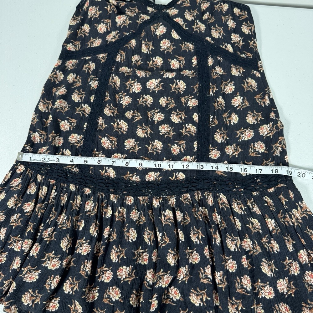 AEO Floral Boho Mini Dress XS Lace Trim Strappy Drop Waist Coquette Dark Fairy - Picture 8 of 9